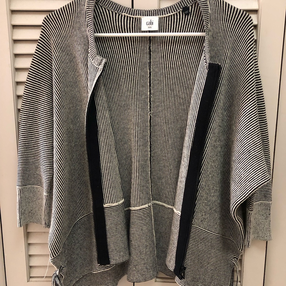 CAbi Black and White Off-the-Shoulder Sweater